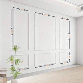 Pre-Cut3D Wall Panels Self-Adhesive PVC Wall Molding Trim for Interior Wall Decor, Easy Install Wainscoting Paneling Room Bedroom Accent Wall 6 Set