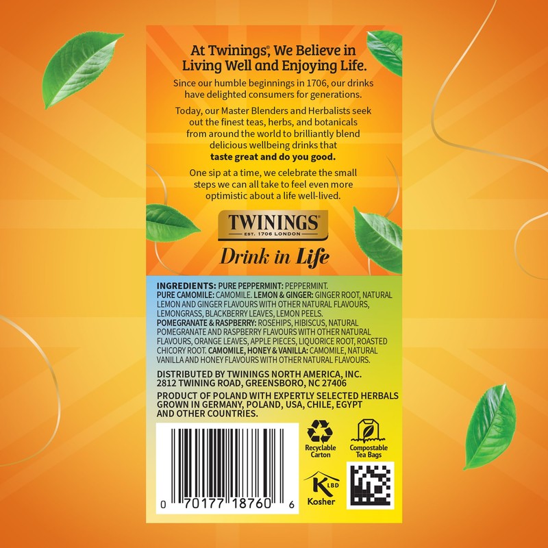Twinings Herbal Tea Variety Pack, 20 Count (Pack of 6),