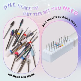 Nail Drill Bits Holder: 30 Hole Dustproof Portable Storage Case for Professional Manicure Tech, Salon Organizer Box with Acrylic cover (drill bits not included)