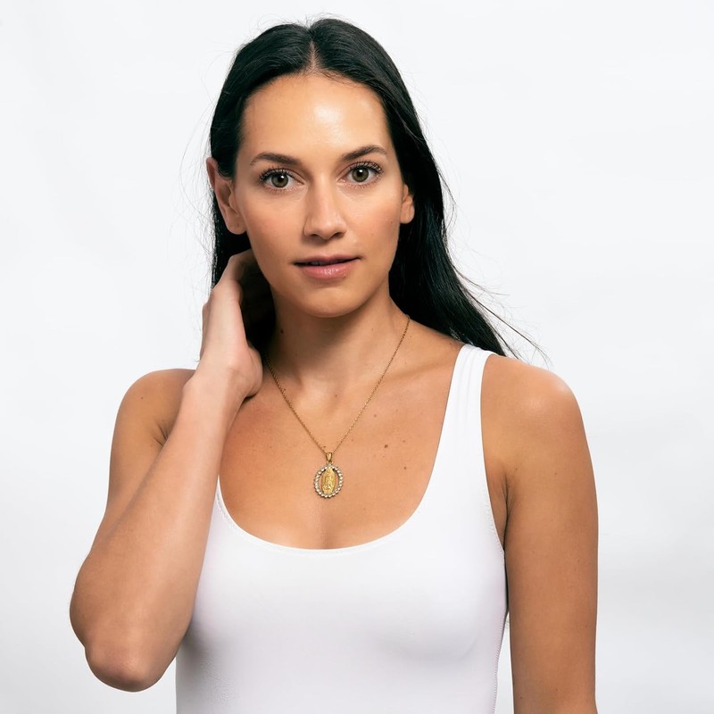LuckyLy Collares para Mujer Oro 18K Virgen Guadalupe Regalos Mamá