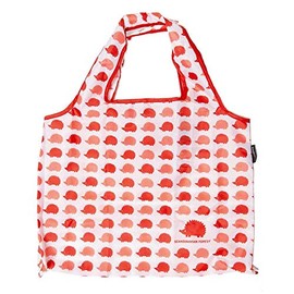 Scandinavian Forest Hedgehog Scarlet Folding Shopping Bag, red