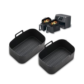 Generic Silicone Liners for Air Fryers, 2 Pack, Reusable Non-Stick and BPA-Free, Heat Resistance Rectangular Silicone Air Fryer Basket 8QT, Black