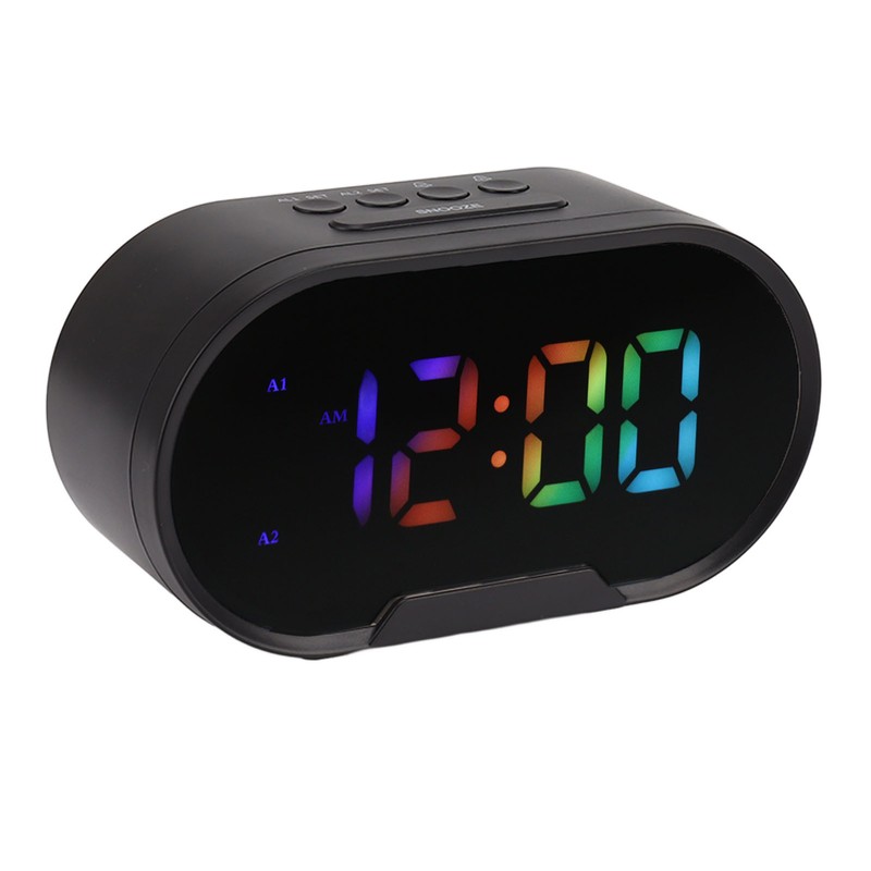 Digital Clock LED Alarm Big Digits Color Display Dimmable Adjustable