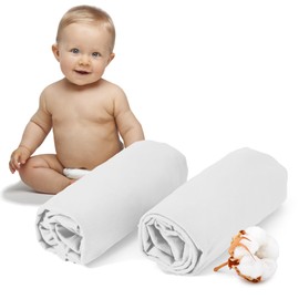 Dreamzie - Set of 2 Fitted Sheets 60 x 120-70 x 140 cm - Oeko-Tex Certified, 100% Cotton, Breathable Fitted Sheet Jersey Baby, 150 g/m² - White