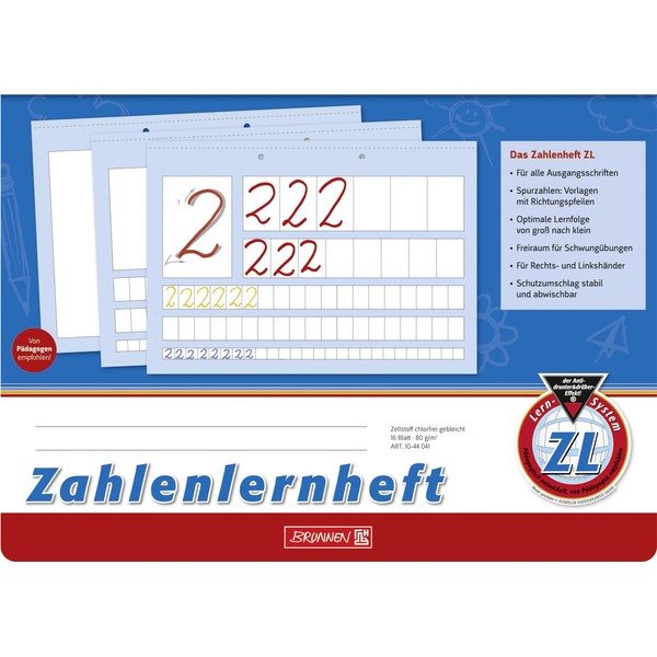Brunnen 1044041 Number Learning Book ZL A4 Landscape 16 Sheets Line Style ZL)