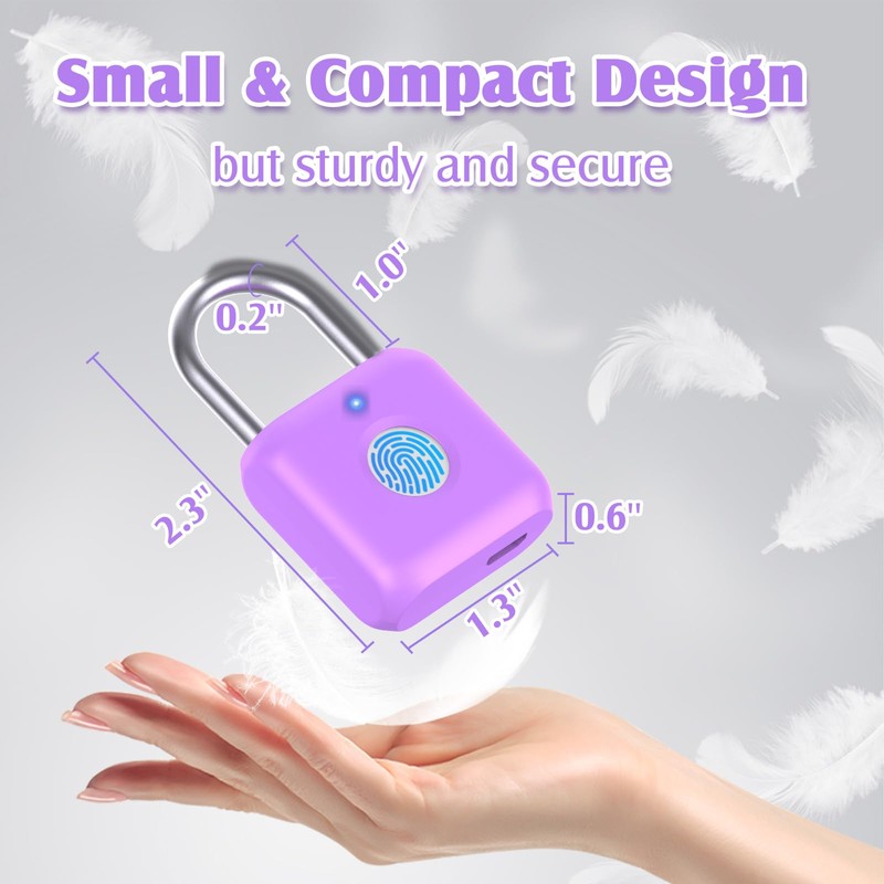 Pothunder Fingerprint Padlock, Smart Padlock, Locker Lock, Combination Fingerprint Lock