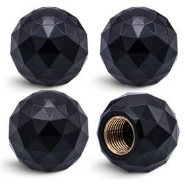 MEAJOO 4PCS Sparkle Ball Style Tire Valve Stem Caps, Air Caps Cover, with Rubber O-Ring, Palstic Air Leakproof Valve Caps Cover fits Cars, Trucks, Bikes, Motorcycles, Bicycles Tire Caps(Black)