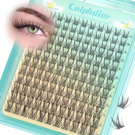 calphdiar Lash Clusters Natural Eyelash Clusters Lashes Extension Wispy Individual Lashes C Curly Cluster Eyelash Extensions 10-16MM Lash Cluster with Soft Thin Band for Beginners DIY Natural Look
