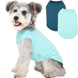 2 Pack Dog Clothes for Small Dogs Summer Dog Shirt Vest Girl Boy Lightweight Puppy T-Shirts Blank Soft and Cool Pet Clothing Sleeveless Medium Large Dog Outfit (Light Blue+Dark Cyan, XXX-Large)