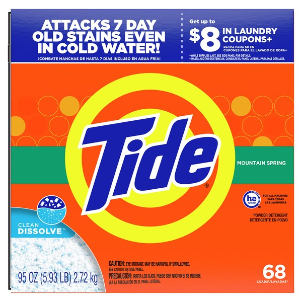 Tide Powder Laundry Detergent, Mountain Spring, 68 loads, 95 oz