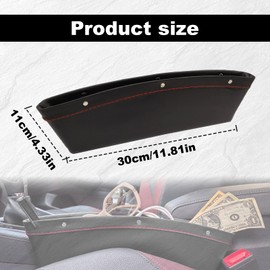 stymart 2 in 1 Car Seat Gap Organizer, Premium PU Full Leather Seat Console Organizer for Front Seat, 2 Set Car Seat Gap Filler (Black)