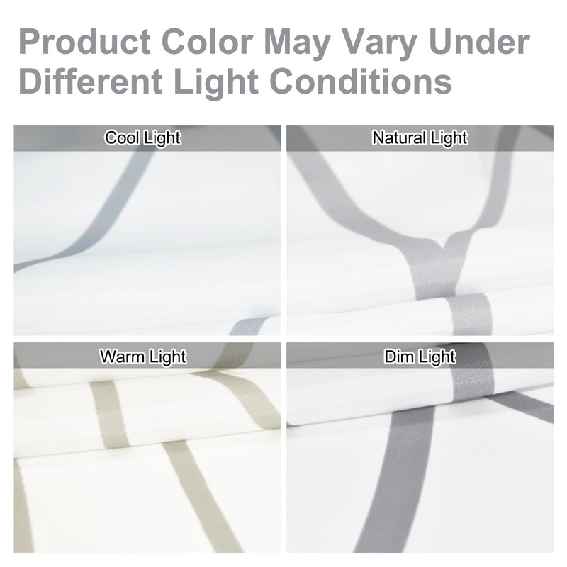 Punkray Grey and White Striped Polyester Shower Curtain for Bathroom