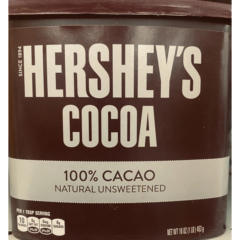 Hershey's Cocoa 100% CACAO Natural Unsweetened Powder 16 oz tub