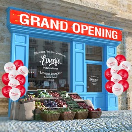 Large Grand Opening Banner 30 Pieces Latex Grand Opening Balloons Decorations 12 Inch Latex Balloons 18 x 118 Inch Retail Store Shop Business Restaurant Banners Flag