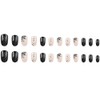 Carufin 24Pcs Black Spider Web False Nails Short Nails Ghost