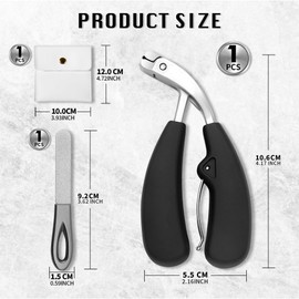 304 Edelstahl Nagelknipser, Nagelknipser für dicke Nägel, Wide Kieferöffnung Nagelzwicker mit abgewinkeltem Kopf, scharfe schräge Zehennagelknipser, mit Nagelfeile & PU Aufbewahrungstasche (schwarz).