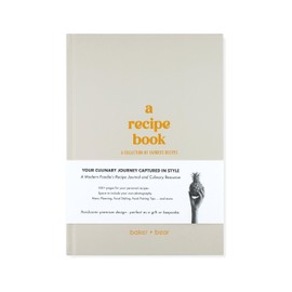 Blank Recipe Book: Customizable Cookbook to Write in Your Own Recipes – Recipe Journal with Space for Photos, Notes, Cooking Memories, Menu Planning, and Tips, Modern, Hardcover, 7" x 9.85" - Stone