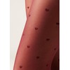 CALZEDONIA Woman's Sheer 30 Denier Mini Heart Tights in Red,