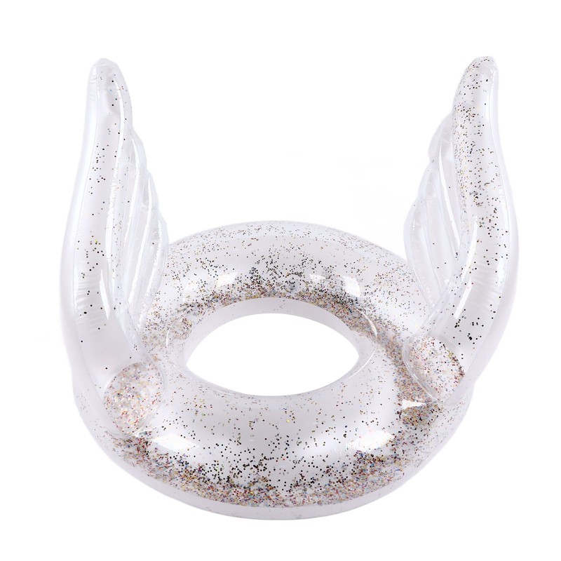 Inflatable Swimming Ring Sequin Swim Angel Wing Shiny Floating Tube