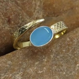 SILVERTROVE Gemstone Sterling Silver and Brass Band Ring for Men and Women in All Sizes Jewellery CRG1093AA, Gemstone Precious metal gemstone, Blue Chalcedony