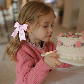 Pink Hair Bow Clips Satin Bowknot Hair Clips Sweet Heart Rhinestones Ribbon Hairpins for Girls Chirstmas Valentine's Day Party Hair Accessories