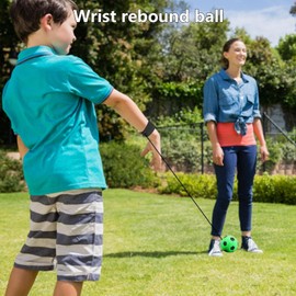 1pc Green Wrist Return Ball - Adjustable Bounce Back Ball with String, Rubber Elastic Rebound Ball Finger Exercise Toy Activity and Play Balls