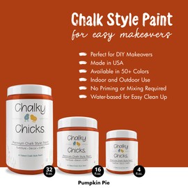 Chalky Chicks Chalk Paint - Chalk Paint for Furniture, Craft Paint, Cabinet Paint, Wood Paint, and Furniture Paint, Spray Paint-Ready for Home Decor - Pumpkin Pie (Orange) 4 Fl Oz (Pack of 1)