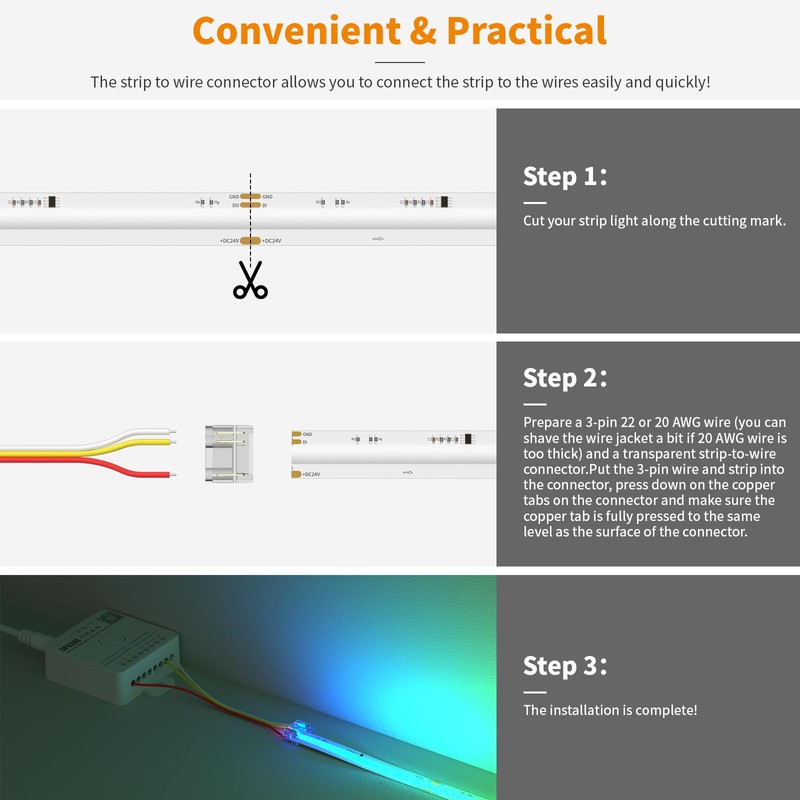 PAUTIX 12mm Connectors for RGB Smart IC COB LED Strip