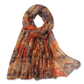 vimate Scarf for Women, Lightweight Floral Scarf, Gauze Headscarf for Spring, Autumn, Winter, Style 13