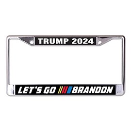 Trump 2024 Lets Go Brandon Chrome License Plate Frame