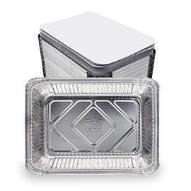 (480 Pack) Premium 2.5-LB Takeout Pans with Lids - 8.6" x 6.1" x 2" l Heavy Duty Disposable Aluminum Foil for Catering Party Meal Prep Freezer Drip Pans BBQ Potluck Holidays