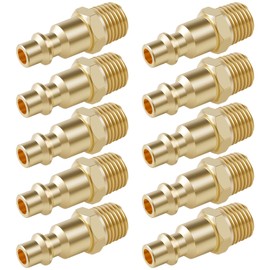 10Pcs Heavy Duty Brass 1/4-Inch NPT Air Hose Quick Plug Kit - Male Connect Adapter Fitting Set for Air Compressor Accessories