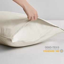 Sleeptime Cushion Cover 60 x 70 cm, Beige, Set of 2, 100% Cotton, Cushion Cover 60 x 70 cm, with Hotel Cover