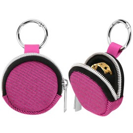 Portable Ring Organizer Case with Keychain, Traveling Ring Holder Storage Bag, Anti-Lost Keychain Container for Rings, Jewelry (2, Hot Pink)