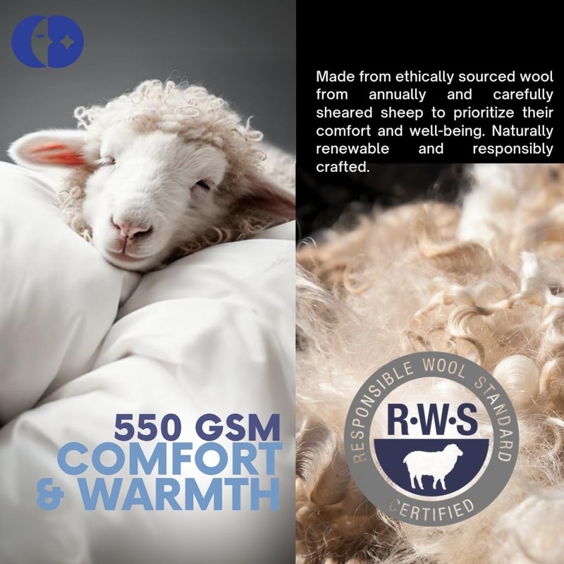Continental Bedding Wool and Down Blend Comforter - Queen Size