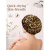 Leopard Satin-Lined Shower Cap for Girl Reusable Waterproof Women