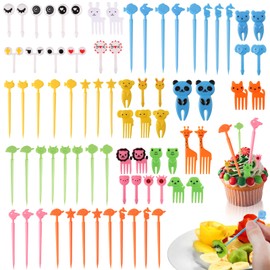 76 Pieces Assorted Cartoon Animal Fruit Fork Reusable Toothpicks Decoration Fruit Fork Decoration Food Picks for Desserts Fruit Pastry Party Random Colour