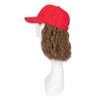 TESS Red Baseball Cap with 8'' Short Wavy Synthetic Hair