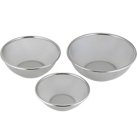 Shimomura Kihan TSUBAME 41961 Durable and Non-Deformable Round Colander, 3-Piece Set, Made in Japan, Dishwasher Safe, Easy to Clean, 6.3, 7.5, 8.7 inches (16, 19, 22 cm), Stainless Steel