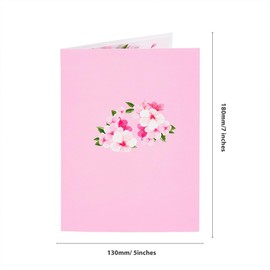 DIFEIUKI 3D 3D Cherry Blossoms Pop-Up Message Card, Greeting Card, Pop-up, Pink, Heart, Wreath, Birthday Card, Birthday, Wedding, Mother's Day, Respect for the Aged Day, Appreciation Card, Includes