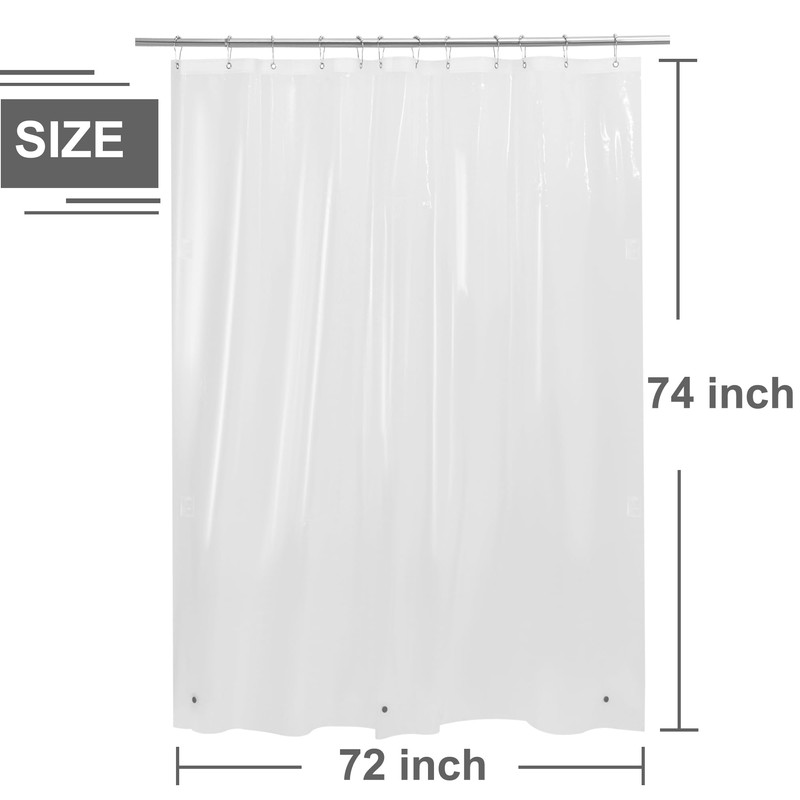 Arayarser 74 Inch Shower Curtain Liner with Magnets & Side