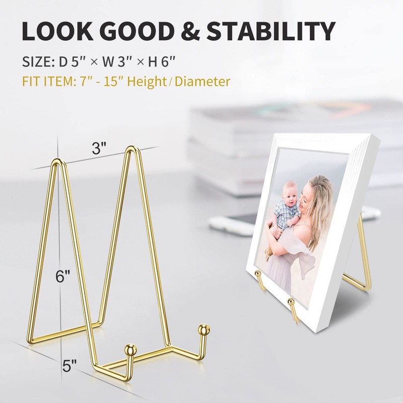 3 Pack Plate Stands for Display, 6 Inch Picture Stand