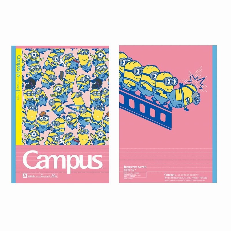Showa Note 414520001 Minions Campus Notebook, Dotted Ruled, A-Ruled, Pack