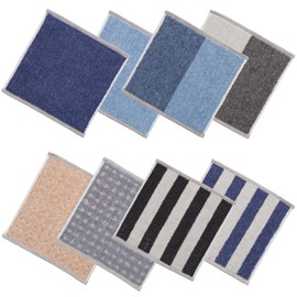 Y's factory Men's Towel Handkerchief, 100% Cotton, 4 Pieces, 5 Pieces, 8 Pieces, Set of 8, 7.9 inches (20 cm), 9.1 inches (23 cm), 9.8 inches (25 cm), 9.8 inches (25 cm), Quick Drying, Compact, Pile,