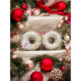Pastel Rainbow Sprinkle Donut Christmas Tree Ornaments Glitter Foam 4pc New