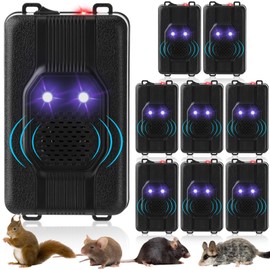 Qualirey 9 Pcs Under Hood Rodent Car Repeller Battery Operated Ultra Sonic Rat Rodent Electronic Repellent with Strobe Light Pest Car Prevention Keep Animal Mice Out of Engines Garage