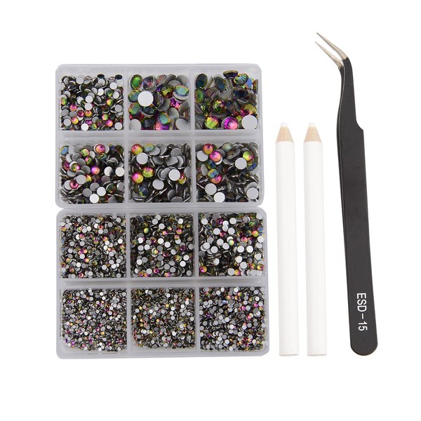 NCB 8000 Pieces 1.3-6.5mm 10 Mix Size Non Hotfix Rhinestones