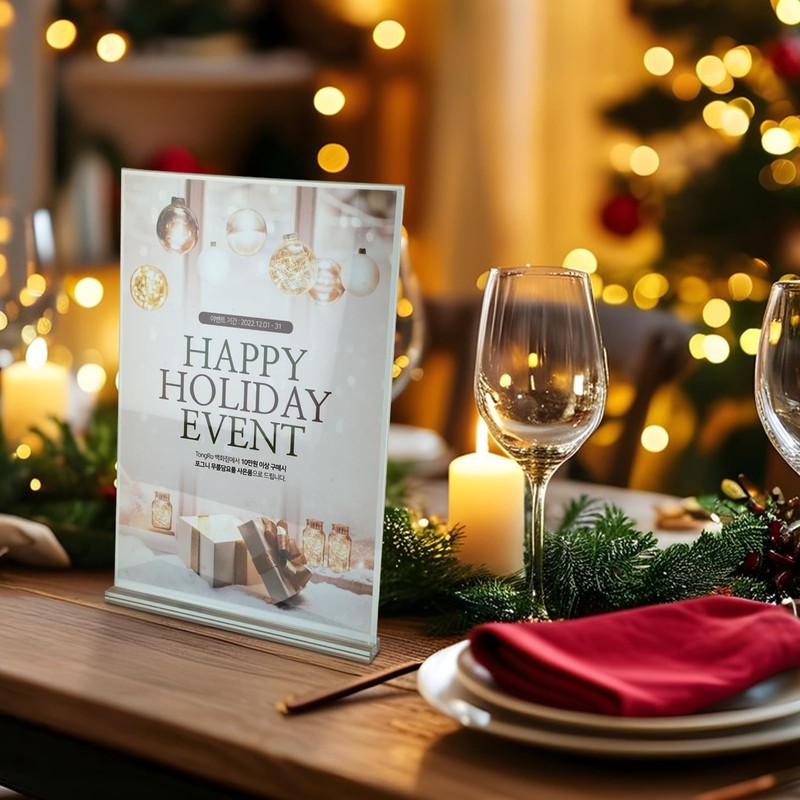 6Pack Acrylic Sign Holder, FHDUSRYO 8.5x11 Double-Sided Display Stand, Vertical