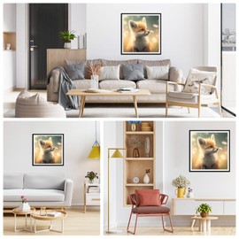 AIRDEA DIY Baby Fox Diamond Painting Set Adults Children Flowers Diamond Painting Pictures 5D Diamond Art Fox Animal Diamond Painting Set Cross Embroidery Painting Kits 30 x 30 cm