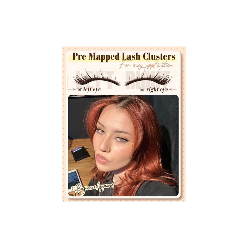 Brown Lash Clusters Pre-Mapped Eyelash Clusters Cat Eye Cluster Eyelash